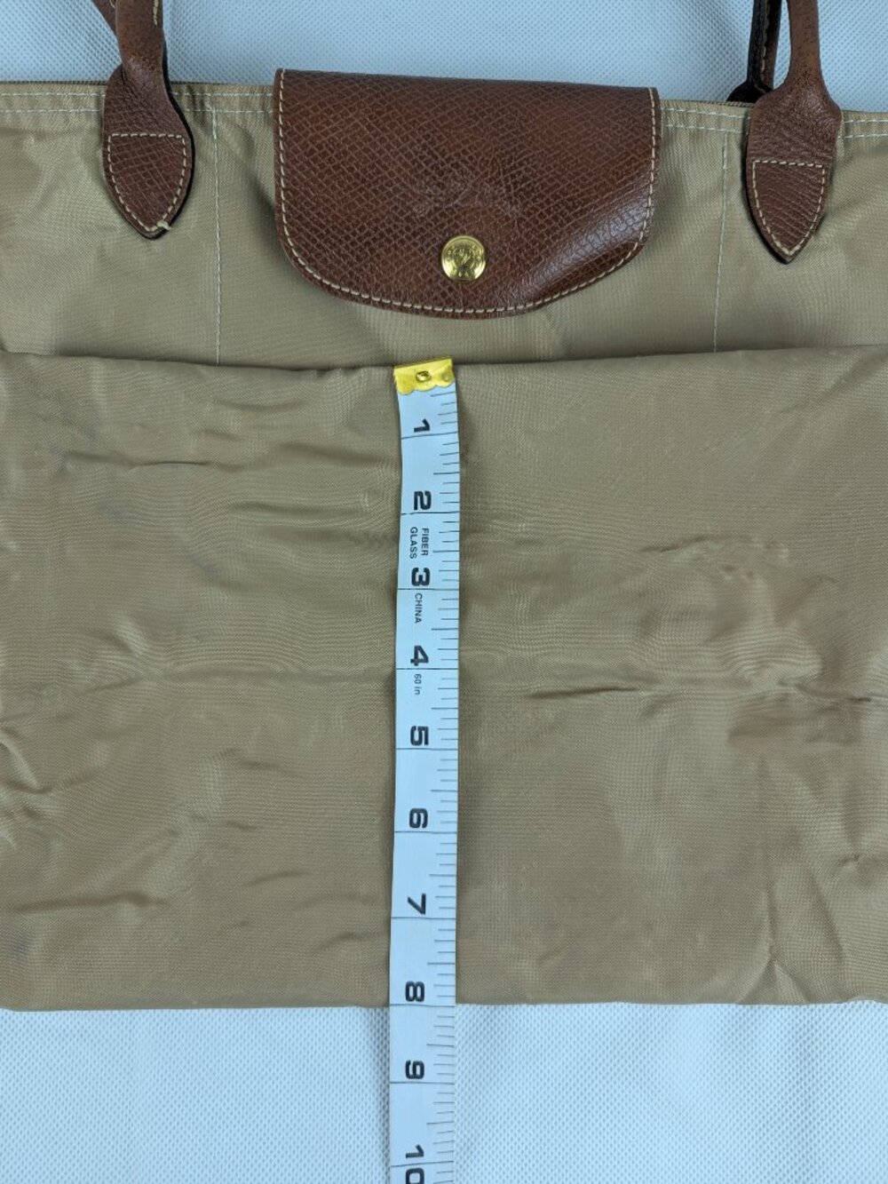 Longchamp Le Pliage Tote Bag Beige - Nylon/Leather - Authentic - Ready To Ship - Picture 14 of 15